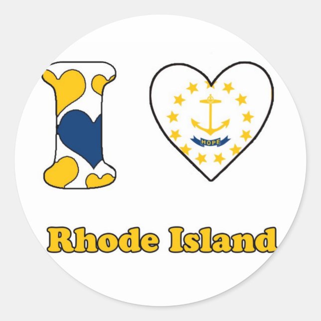I love Rhode Island Classic Round Sticker (Front)