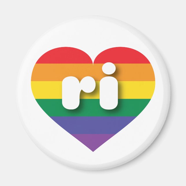 I love Rhode Island Gay Pride Rainbow Heart Magnet (Front)