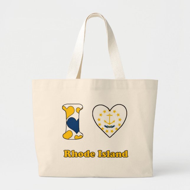 I love Rhode Island Large Tote Bag (Front)