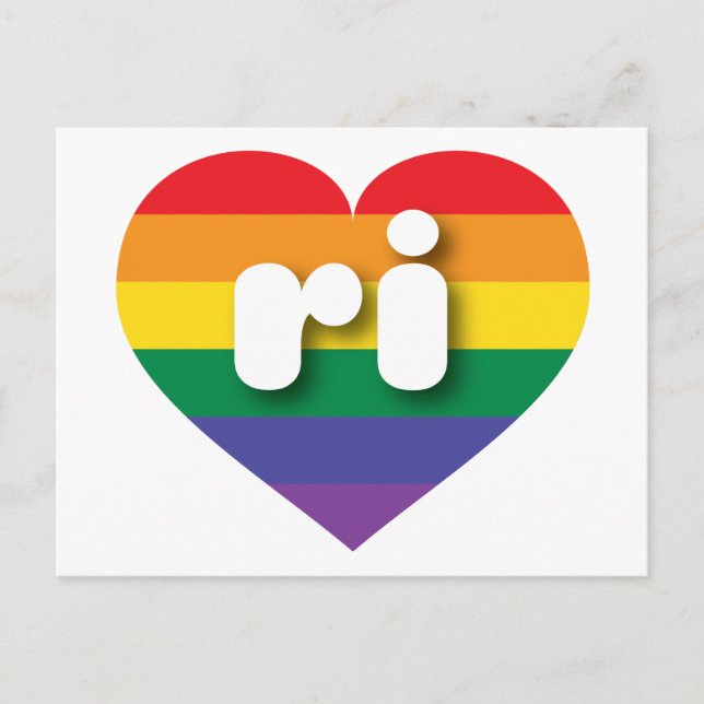 I Love Rhode Island Rainbow Heart Postcard (Front)