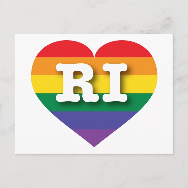 I Love Rhode Island Rainbow Heart Postcard (Front)