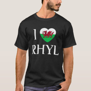 I Love Rhyl Wales Flag Heart Dragon Welsh T-Shirt