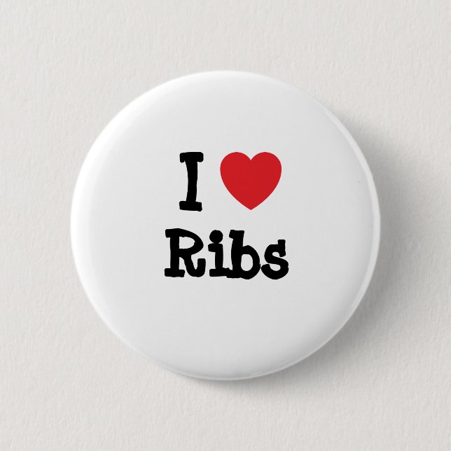 I love Ribs heart T-Shirt 6 Cm Round Badge (Front)