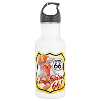 I Love Ridding Route 66 Pin Up Girl 532 Ml Water Bottle