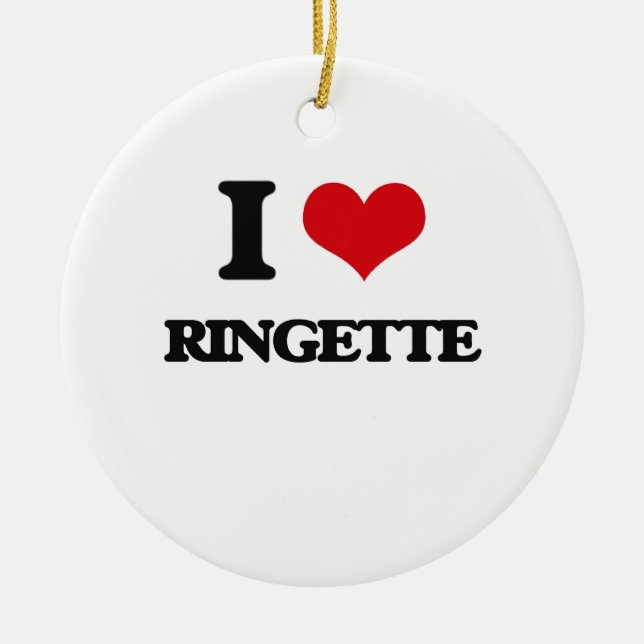 I Love Ringette Ceramic Tree Decoration (Front)