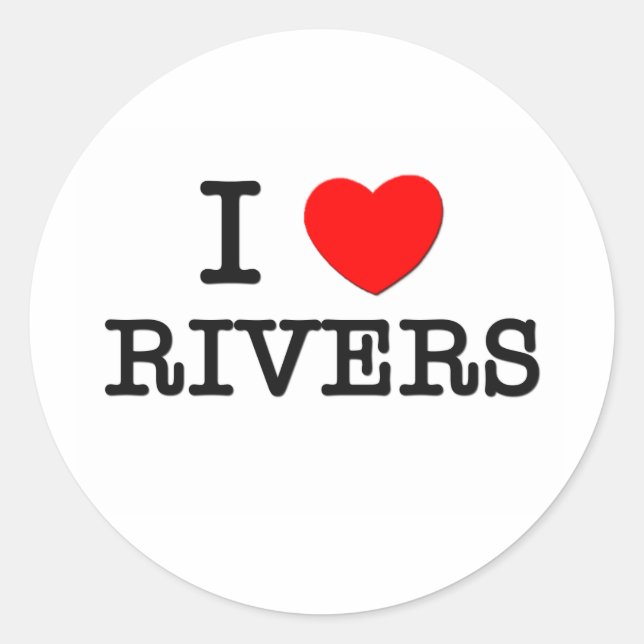I Love Rivers Classic Round Sticker (Front)