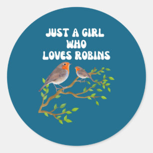 I Love Robins Bird Lover Colourful Present  Classic Round Sticker