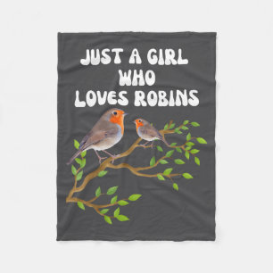 I Love Robins Bird Lover Colourful Present  Fleece Blanket