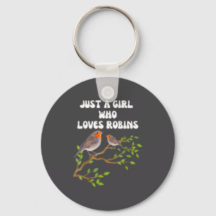 I Love Robins Bird Lover Colourful Present Key Ring
