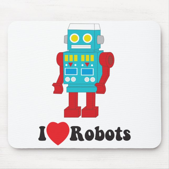 I Love Robots mousepad (Front)