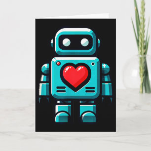 I Love Robots, Robot With Big Heart Valentine Kids Card