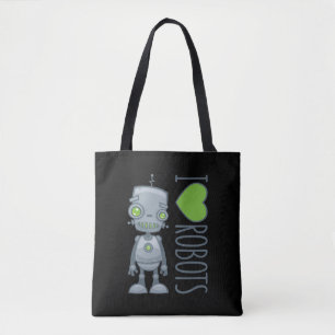 I Love Robots Tote Bag