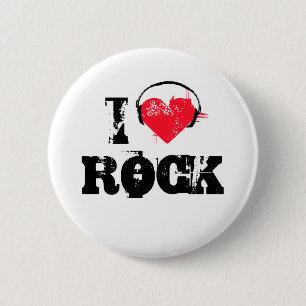 I love rock 6 cm round badge