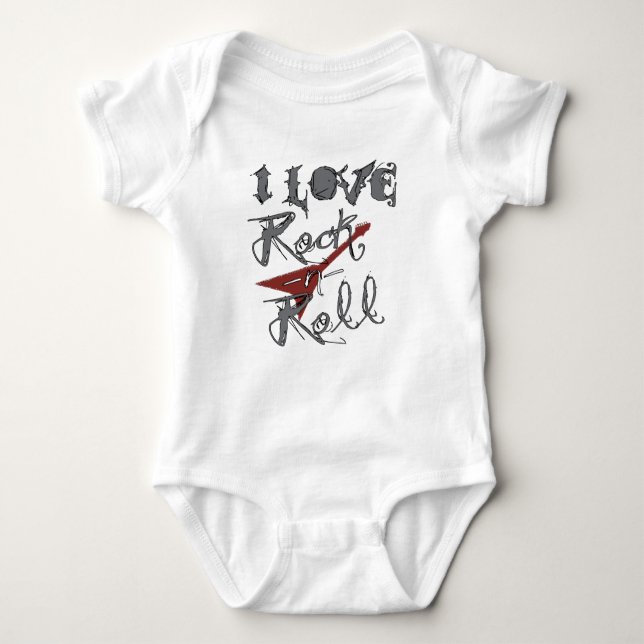 I love Rock and Roll Baby Bodysuit (Front)
