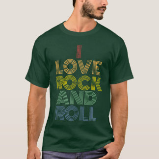 I Love Rock and Roll Distressed Rainbow 70s tee gi
