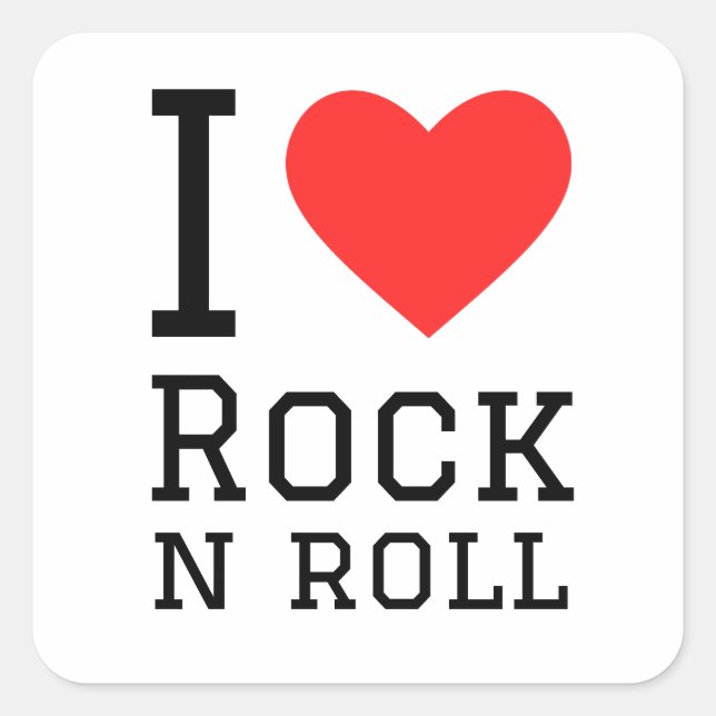 I love rock and roll square sticker (Front)