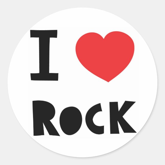 I love Rock Classic Round Sticker (Front)