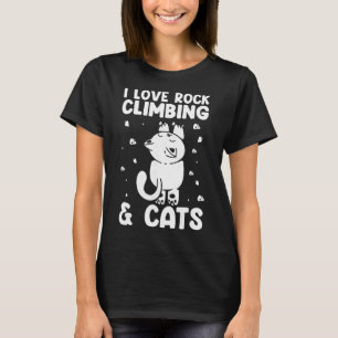 I Love Rock Climbing And Cats Cute Kitty Cat Climb T-Shirt