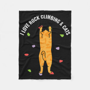I Love Rock Climbing And Cats Cute Kitty Cat Felin Fleece Blanket