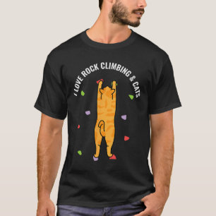 I Love Rock Climbing And Cats Cute Kitty Cat Felin T-Shirt