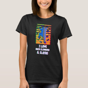 I Love Rock Climbing Sloths Sloth Climber Vaporwav T-Shirt