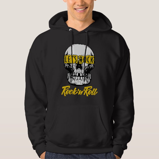 I Love Rock Music Cool Rock & Roll Skull Outfit Gr Hoodie (Front)