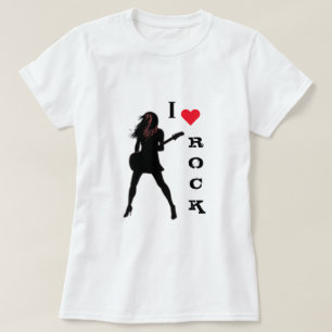 I Love Rock Music T-Shirt - Guitar Player Girl