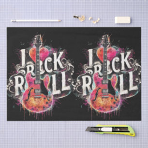 I Love Rock N Roll Electric Guitar Decoupage Tissue Paper