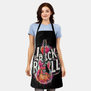 I Love Rock N Roll Electric Guitar Painting Apron