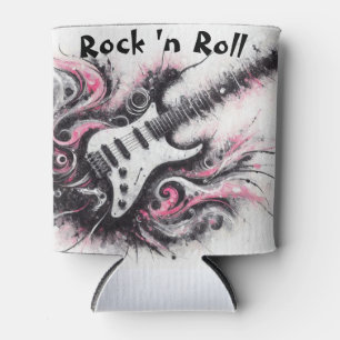 I Love Rock N Roll Electric Guitar Painting Can Cooler
