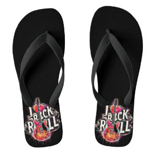 I Love Rock N Roll Electric Guitar Painting Flip Flops
