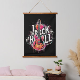 I Love Rock N Roll Electric Guitar Painting Hanging Tapestry