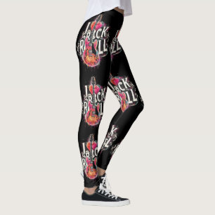 I Love Rock N Roll Electric Guitar Painting Leggings
