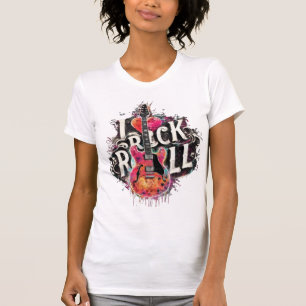 I Love Rock N Roll Electric Guitar Painting Music  T-Shirt