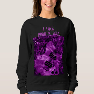 I Love Rock N Roll Electric Guitar Painting Purple Sweatshirt