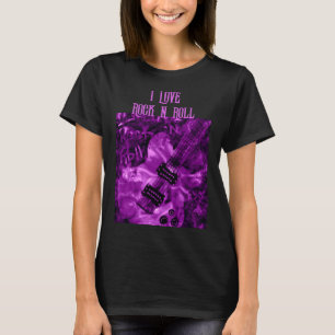I Love Rock N Roll Electric Guitar Painting Purple T-Shirt