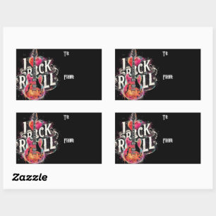 I Love Rock N Roll Electric Guitar Painting Rectangular Sticker