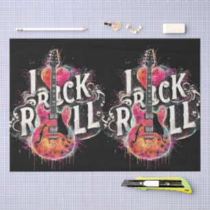 I Love Rock N Roll Electric Guitar Painting Tissue Paper
