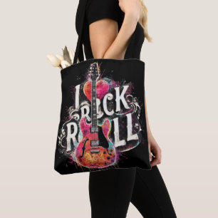 I Love Rock N Roll Electric Guitar Painting Tote Bag