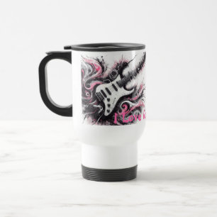 I Love Rock N Roll Electric Guitar Painting Travel Mug