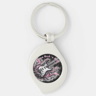 I Love Rock N Roll Electric Guitar Personalised Key Ring