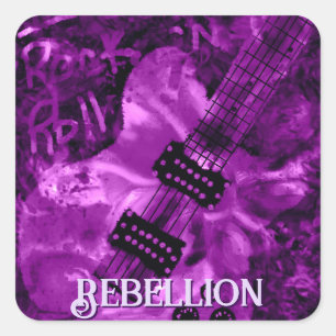 I Love Rock 'N Roll Electric Guitar Personalised Square Sticker
