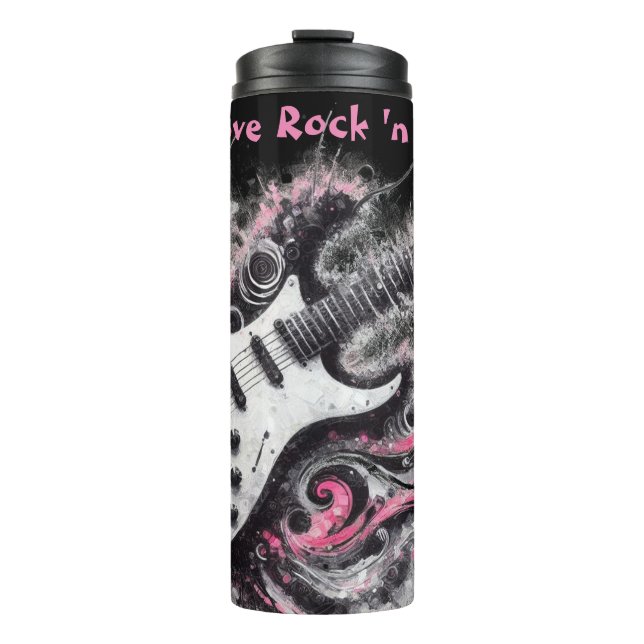 I Love Rock N Roll Electric Guitar Personalised Thermal Tumbler (Front)
