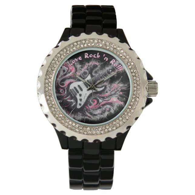 I Love Rock N Roll Electric Guitar Personalised Watch (Front)