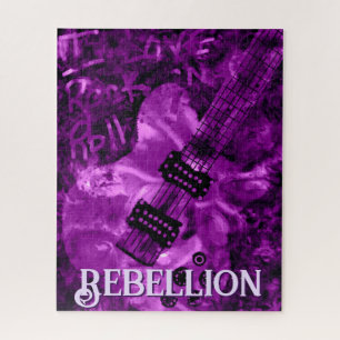 I Love Rock 'N Roll Electric Guitar Personalized Jigsaw Puzzle