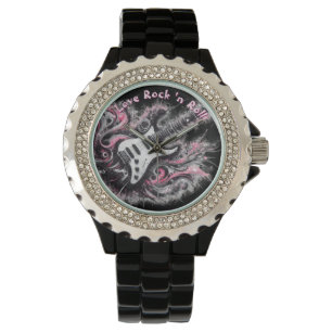 I Love Rock N Roll Electric Guitar Personalized Watch