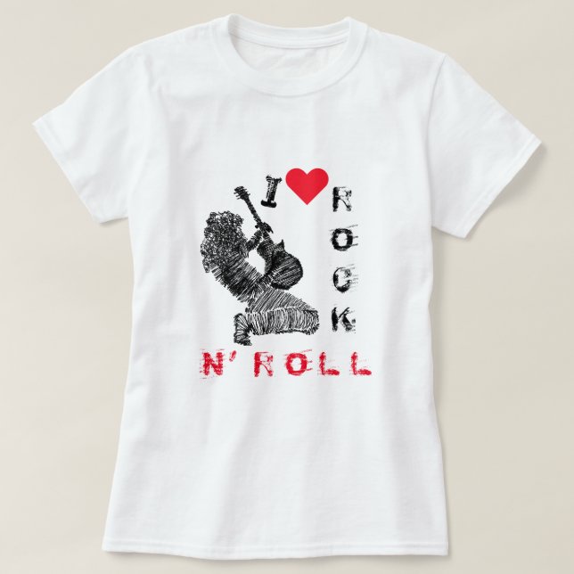I Love Rock N' Roll T-Shirt Guitar Player (Design Front)