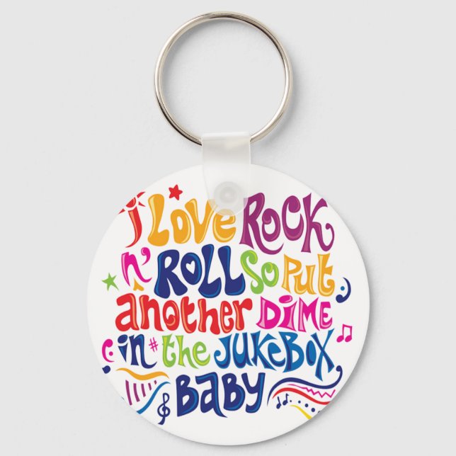 I love rock'n roll key ring (Front)