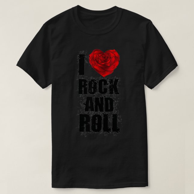 I Love RockNRoll Heart Music  T-Shirt (Design Front)