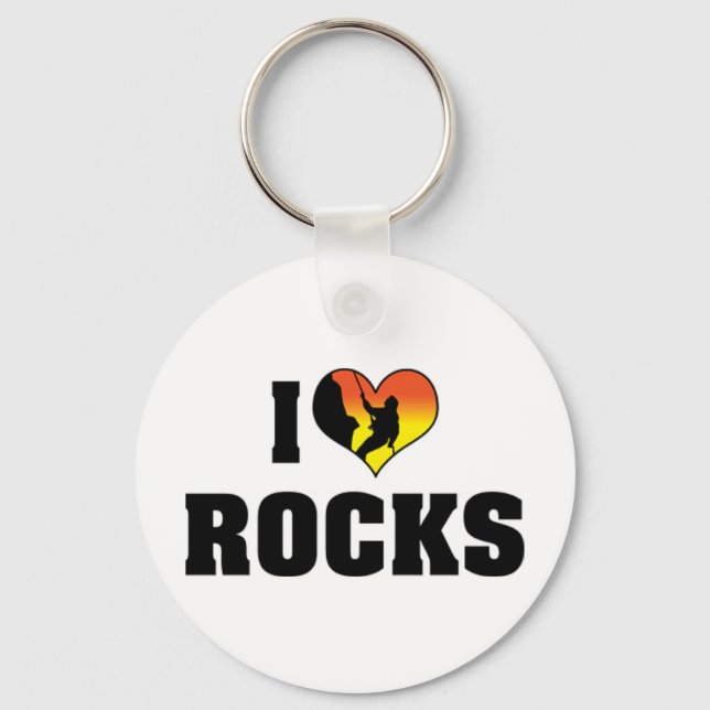 I Love Rocks - Rock Climbing Key Ring (Front)